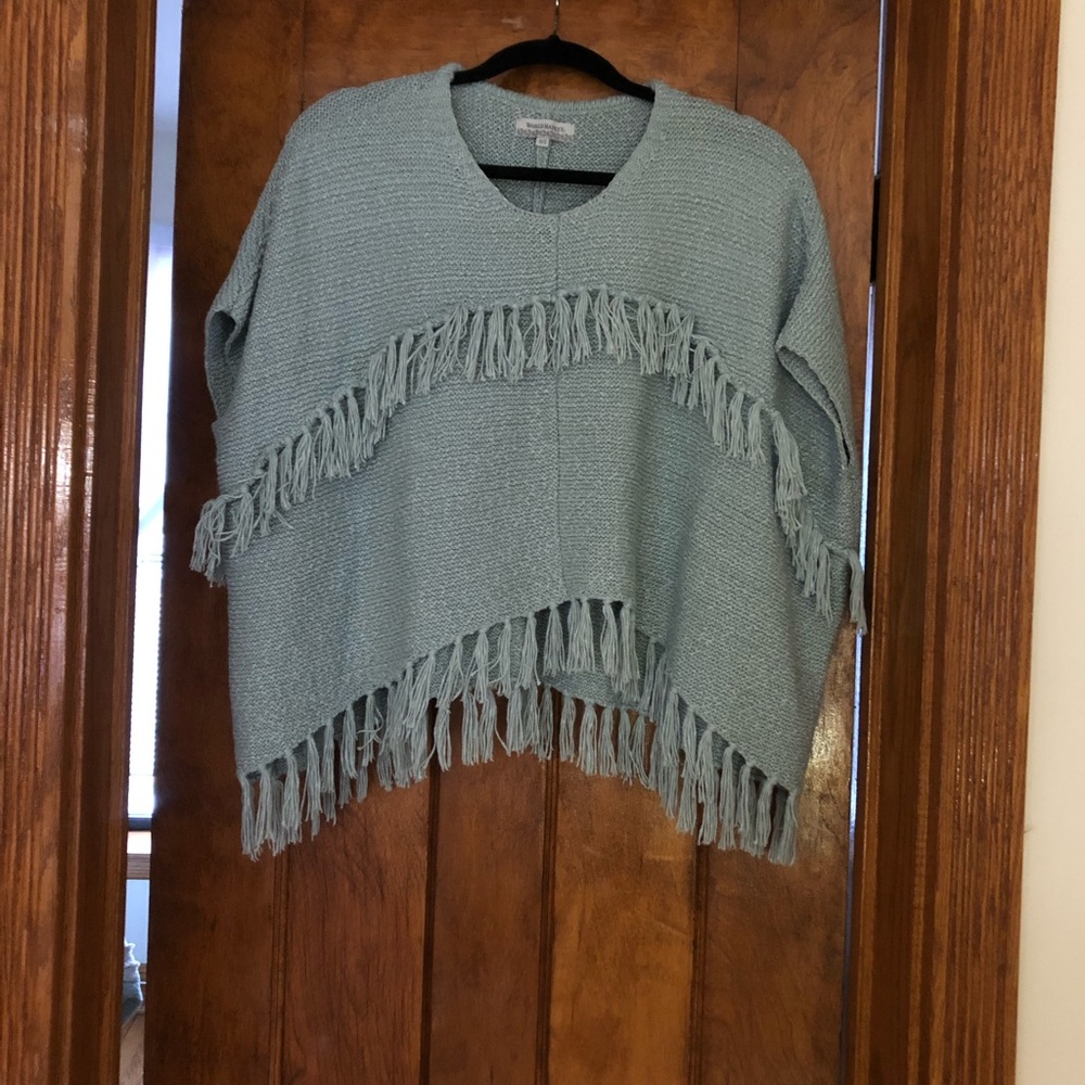 fringe poncho with sleeves - world market